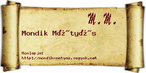 Mondik Mátyás névjegykártya